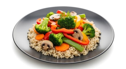 Delicious ramadan food vegetable stir fry with rice