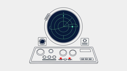 Fototapeta premium Space radar control panel with astronaut helmet icon