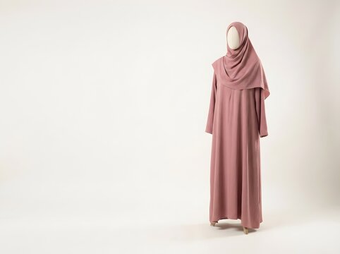 Minimal Fashion Catalog Mockup of Hijab and Gamis Set with Large Copy Space