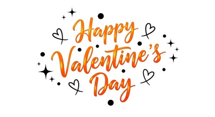 Happy Valentine&rsquo;s Day Typography with Hearts and Sparkles on White Background