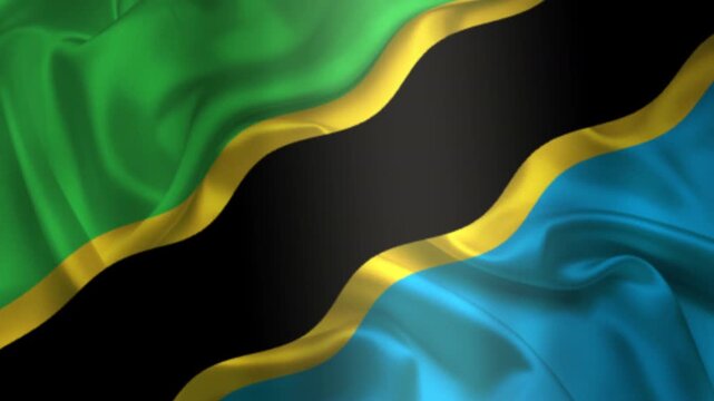 Flag of Tanzania, Tanzania 3D Animation flag waving in the wind. 4K Tanzania Flag Animation waving with fabric texture.
