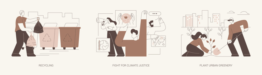 Eco activism isolated cartoon vector illustrations se