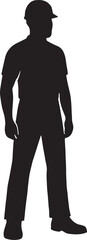 Worker standing tall alone silhouette
