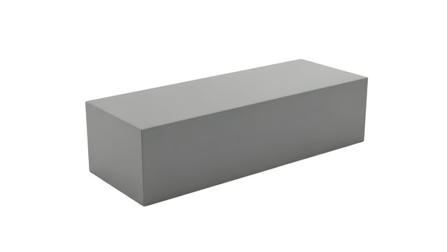 3d gray rectangular block or cuboid shape, geometric form, isolated on transparent background