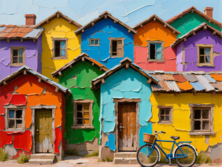 colorful painted old house in the old town 