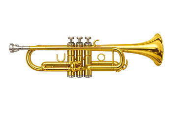 Obraz premium Golden brass trumpet presenting classical music and jazz instrument creating orchestral and band concert sound