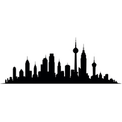 Obraz premium City skyline silhouette with various buildings.