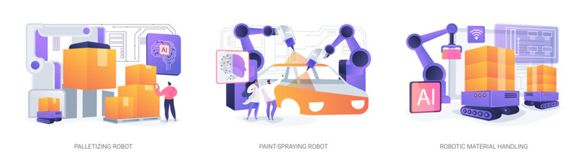 Automation in Manufacturing and Logistics abstract concept vector illustrations.