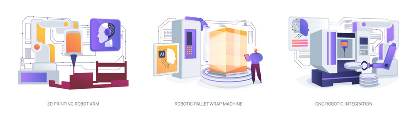 Robotics in Smart Manufacturing Lines abstract concept vector illustrations.