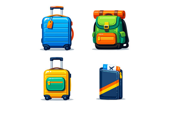 Travel and luggage icon set. Including suitcase, backpack, baggage, travel, journey, packing, gear, adventure, and more.