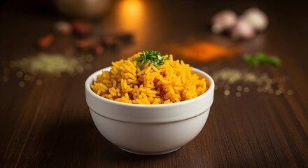 Delicious ramadan food a bowl of flavorful yellow rice