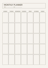 Beige Clear Simple Monthly Planner Page A4 Document 