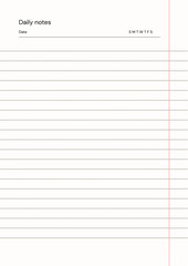 Black and White Linear Minimalist Clear Daily Notes Page Document printable paper