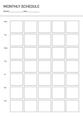 Black and White Simple Geometrical Monthly Schedule Page Document - 1