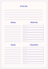 Blue and Cream Simple Planner Page A4 Document - 1