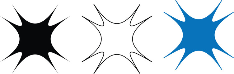 Obraz premium set of cartoon explosion blast explosion blast effects in black blue and outline on clean background