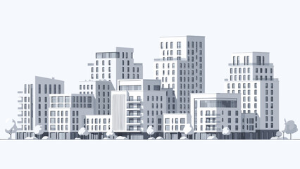 Modern cityscape with sleek skyscrapers and urban landscape