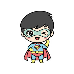 Obraz premium Cute Superhero Boy Vector Illustration