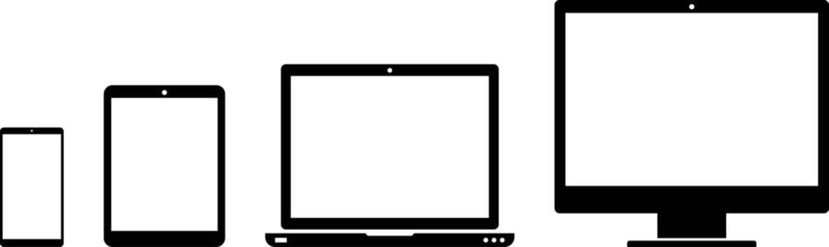 Digital device icon set vector. Electronic Devices Collection Set Icons Mobile Phone Tablet Laptop Computer Smartphone