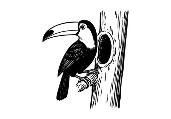 Fototapeta premium Toucan hand drawn simple sketch vector illustration
