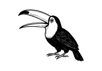 Fototapeta premium Toucan hand drawn simple sketch vector illustration
