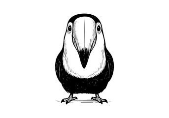 Fototapeta premium Toucan hand drawn simple sketch vector illustration