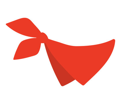 Tied bandana, neckerchief isolated isolated on transparent background. Hand drawn flat vector illustration. Kids nautical design clip art, accessory, naval uniform, clothes element