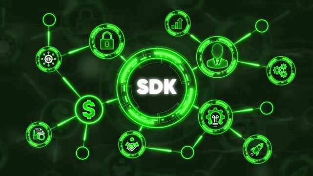 SDK Technology illustration: A visually engaging illustration showcases the intricate network of Software Development Kit (SDK) technology.