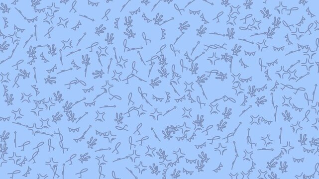 Doodle line art seamless pattern hand drawn bunny stars bunting abstract suitable for children's designs, textiles, web backgrounds, and digital projects.