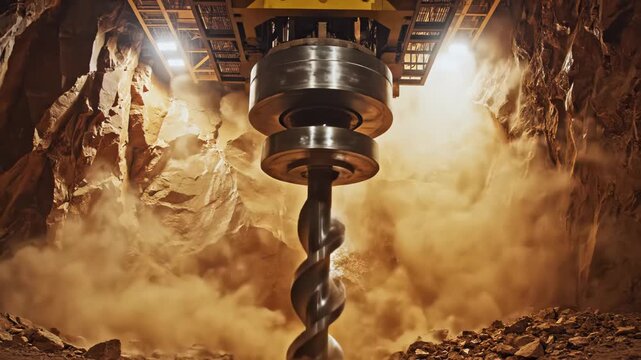 Heavy Drilling Machine Bores Precisely into Solid Rock