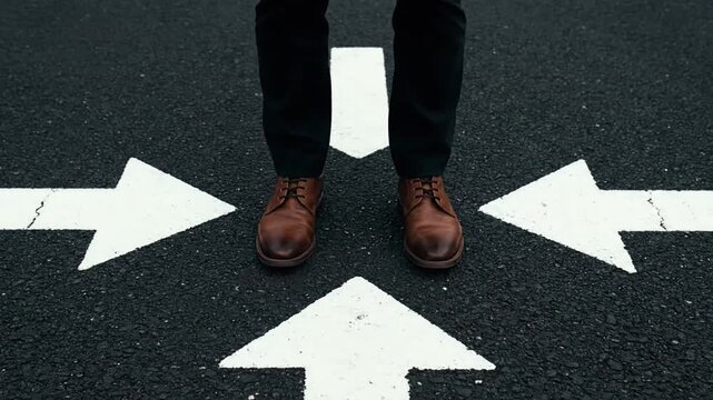 Man at crossroads.