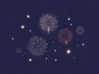 Festive fireworks display lighting up the night sky with stars