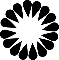 Abstract Black Petal Flower with Radial Symmetry in Minimal Floral Style