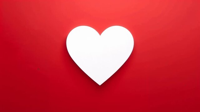 Sequence starting, white heart expanding and increasing shadow on red backdrop, becoming prominent