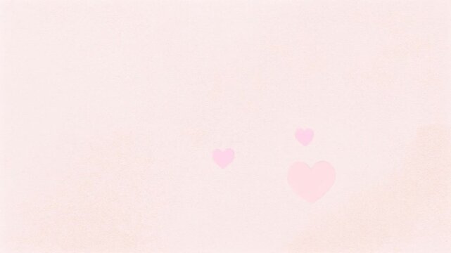 Animating pink hearts clustering, drifting right on pale-pink paper, with peach dot, copy space