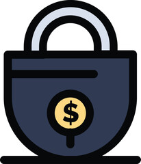 Financial security concept icon showing a padlock with dollar sign, clean white background