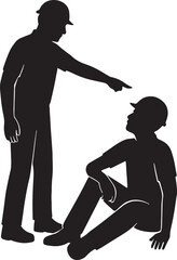 Worker mentoring younger worker silhouette
