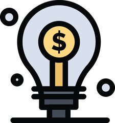 Business innovation symbol showing a money bulb representing profitable ideas and smart investments