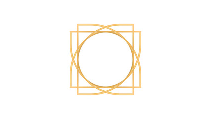 Golden geometric frame abstract circle square line border isolated on transparent background. luxury minimal ramadan decoration design elements. PNG
