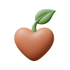 Image of a heart-shaped object with a leaf on top, representing growth and love