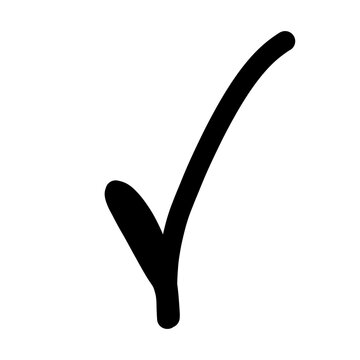 Hand drawn check mark icon isolated on white background