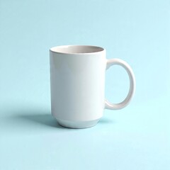 Fototapeta premium White mug on light blue background
