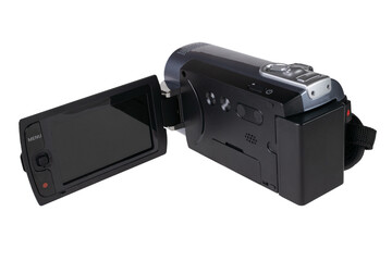 Vintage Handheld Camcorder with Flip Screen for Retro Videography and Vlogging Enthusiasts. Transparent background.