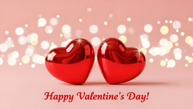 Two red hearts on valentine's day