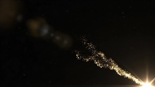 A shooting star streaks across a transparent background in the night sky