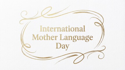 International Mother Language Day Golden Calligraphy on White Background