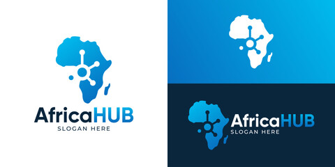 Creative simple africa hub logo template. Modern Africa map with connection symbol logo design vector illustration. © Hi_std