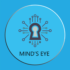 Mind&rsquo;s Eye" Keyhole Icon with Digital Circuitry and Neural Connections
