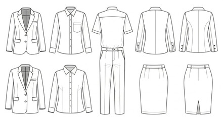Fashion Design Sketches of Clothing Items.