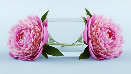 Pink peonies in glass vase